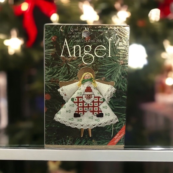 Christmas Angel Counted Cross Stitch Kit Quilt Star #301408 Ornament - Picture 1 of 3